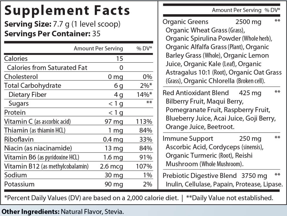 Total Greens and Red's Superfood Immunity Mix